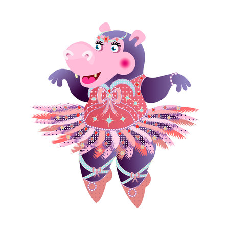 Dancing hippo Ballerinaのイラスト素材