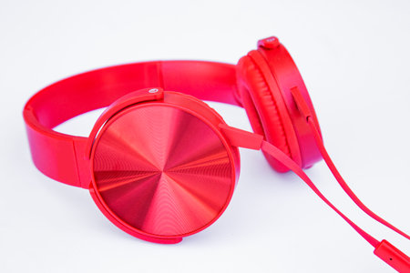 Red Headphones isolated on white background