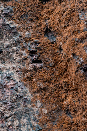Close up of the surface of the stone. Texture natural stone ground background earthy color