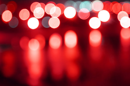 Red lights bokeh background. Abstract christmas light background.