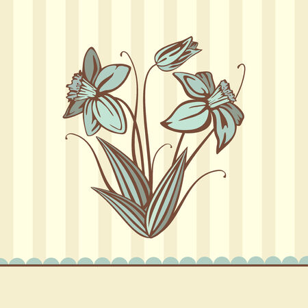 retro flower card,  illustrationのイラスト素材