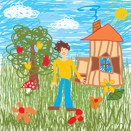 nice child draw, vector illustrationのイラスト素材