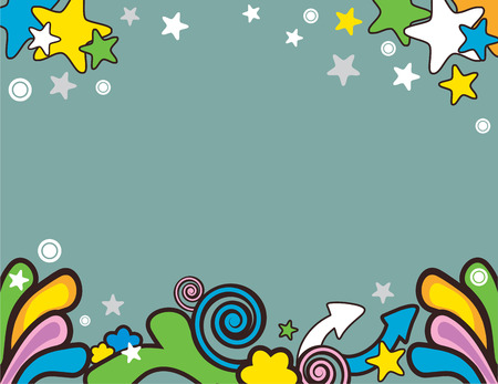 cartoon background with stars, spiralsのイラスト素材