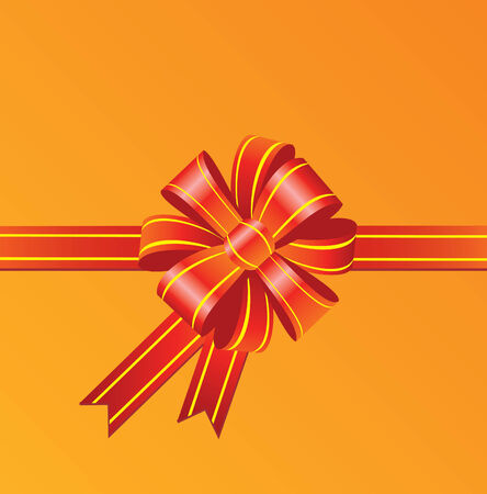 Red bow on orange backgroundのイラスト素材
