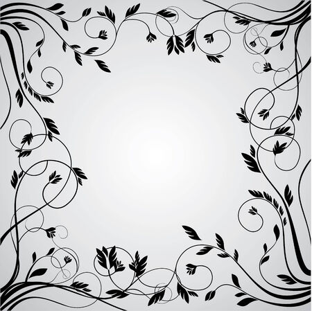 abstract floral curly frame card illustrationのイラスト素材