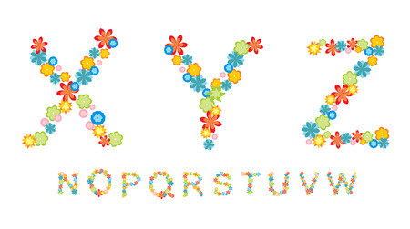 Alphabet made by color flowersのイラスト素材