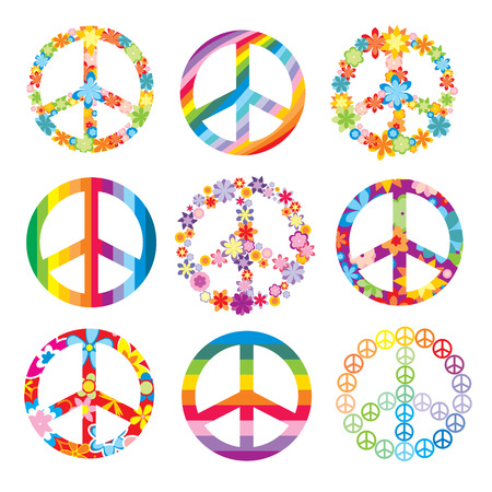 set of cute peace symbolsのイラスト素材
