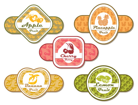 different labels for fruits and berries のイラスト素材