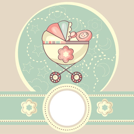 abstract baby background with cradle illustrationのイラスト素材