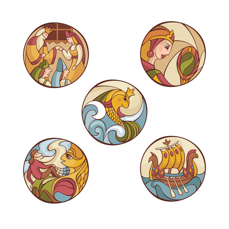 set of different fairytale characters  illustrationのイラスト素材