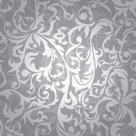 abstract seamless silver floral background  illustrationのイラスト素材