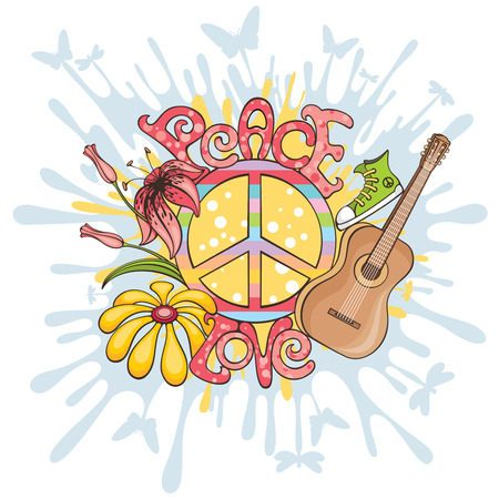 abstract peace and love vector illustration backgroundのイラスト素材