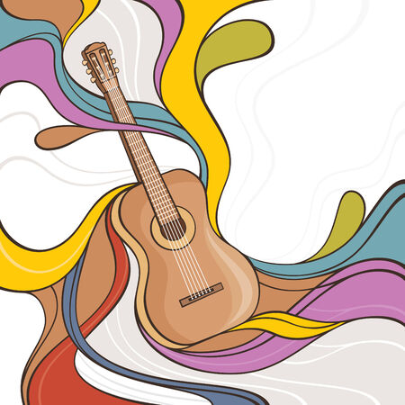 abstract colorful vector illustration with acoustic guitarのイラスト素材
