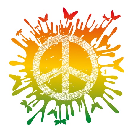 abstract artistic hippie peace symbol illustrationのイラスト素材