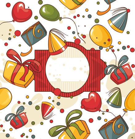 abstract cute happy birthday card illustrationのイラスト素材