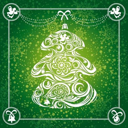 abstract Christmas tree card background illustrationのイラスト素材