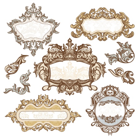 set of royal vintage frames illustrationのイラスト素材