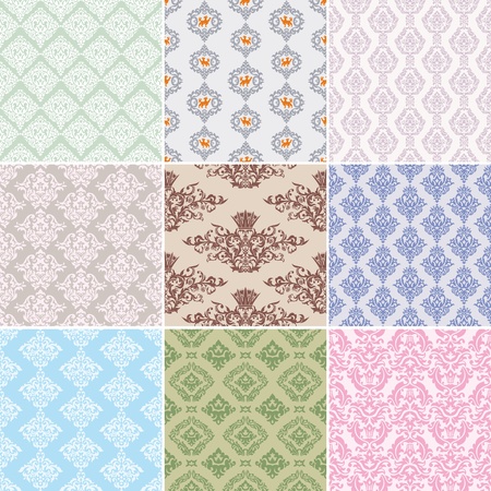 set of seamless retro background vector illustrationのイラスト素材