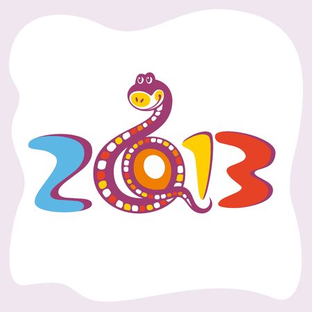 abstract new year card with funny snake vector illustrationのイラスト素材