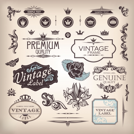 vector set of design elements and page decorationのイラスト素材
