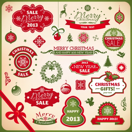 collection of christmas and new year decoration elementsのイラスト素材