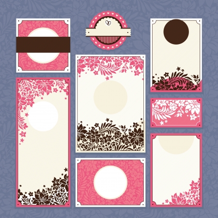 set of floral wedding cards vector illustrationのイラスト素材