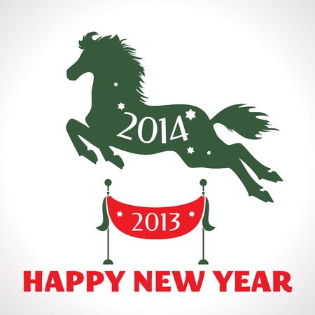 New year greeting card with horse vector illustrationのイラスト素材
