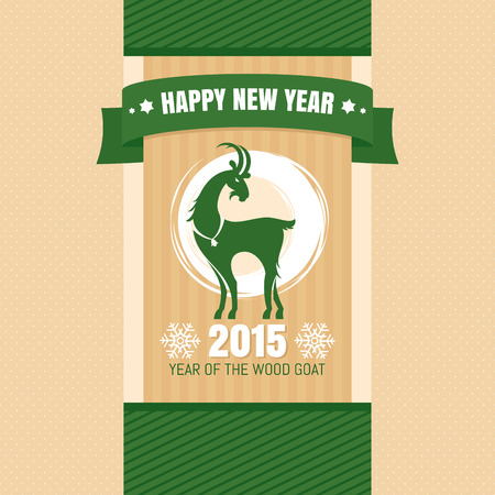 Chinese new year card with goat vector illustrationのイラスト素材