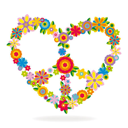 Peace heart sign made of flowers vector illustrationのイラスト素材