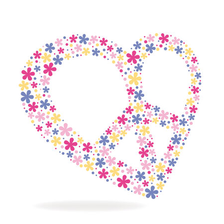Peace heart sign made of flowers vector illustrationのイラスト素材