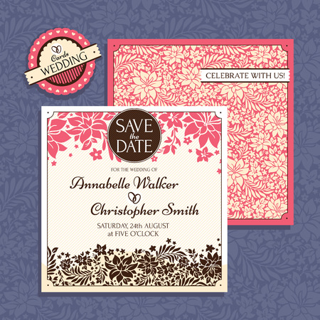 Floral wedding card vector illustrationのイラスト素材