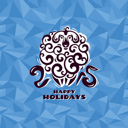 New Year greeting card with sheep vector illustrationのイラスト素材
