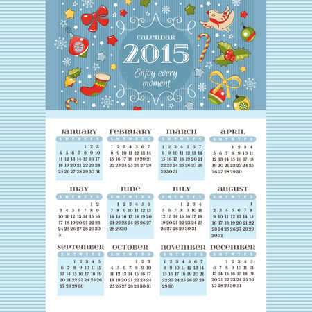 2015 calendar with decoration elements vector illustrationのイラスト素材