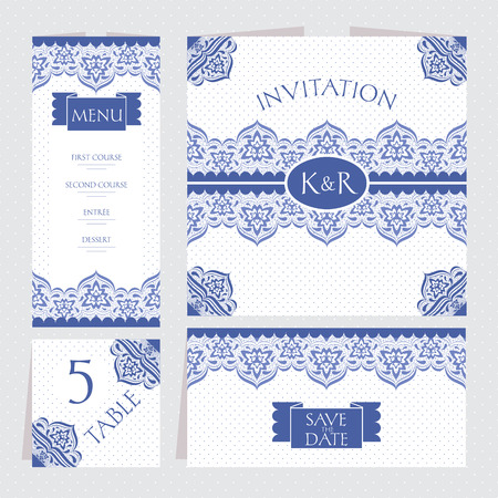 Set of floral wedding cards vector illustrationのイラスト素材