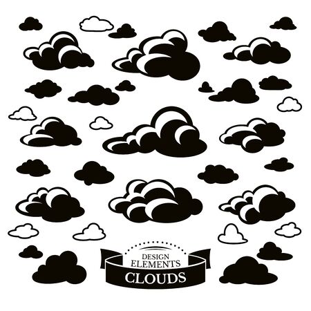 Collection of different cloud icons vector illustrationのイラスト素材