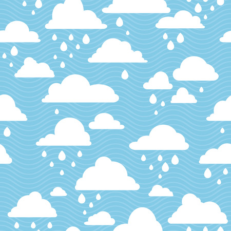 Blue sky with rainy clouds, vector seamless patternのイラスト素材