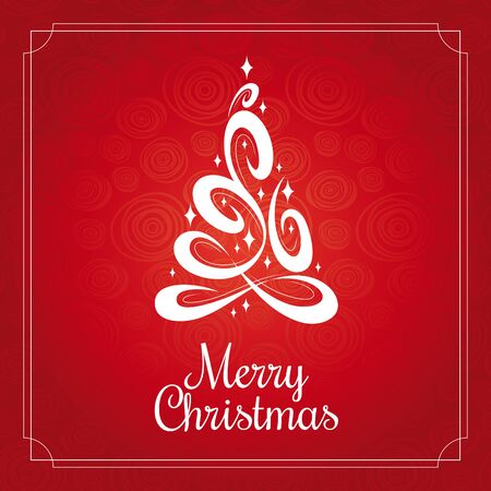 Christmas greeting card with Christmas tree, vector illustrationのイラスト素材