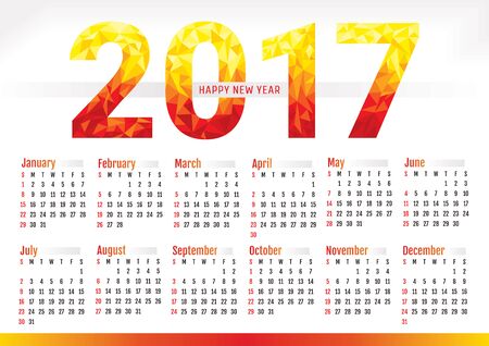2017 year simple office calendar vector illustrationのイラスト素材