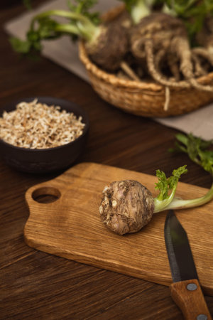 The celery root variety is rich in amino acids, vitamins, and has medicinal propertiesの写真素材