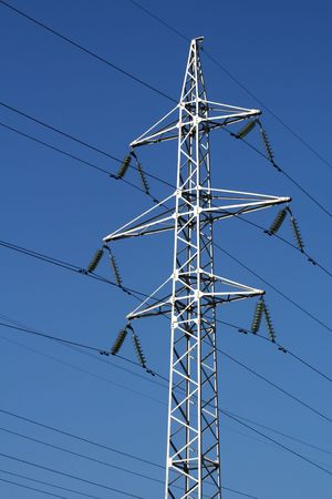Hight voltage line on a blue sky background