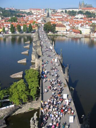 Charles Bridge, view from the tower. Prague,Czech republic.の写真素材