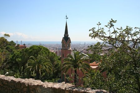 Barcelona view from Guell park. Spain.の写真素材