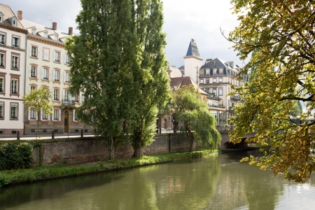 Beautiful cityscape in Strasbourg with Ill river の写真素材