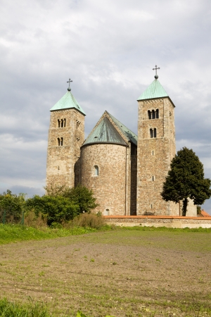 The Romanesque church in Tum, Poland  Tum is a village in the central Poland  The Collegiate church of St  Mary and St  Alexius was built during the years 1140-1161  の写真素材