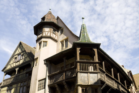 The top of famous Renaissance house in Colmar, France  The house is known as Maison Pfister のeditorial素材