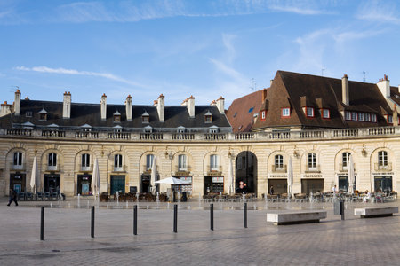 The Liberation Square with the ancient houses and open-air cafes in the historical center of Dijon, Franceのeditorial素材