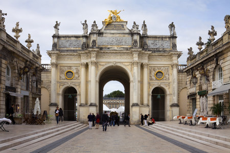 The Arch Here on the Stanislas square in Nancy, France  The Stanislas square in the historical center of Nancy is enrolled on the UNESCO list of World Heritage Sites のeditorial素材