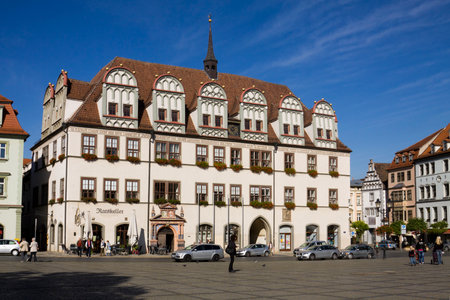 The Town Hall on the Market square in Naumburg; Saxony-Anhalt, Germany  Naumburg is a city in Germany, on the Saale River のeditorial素材