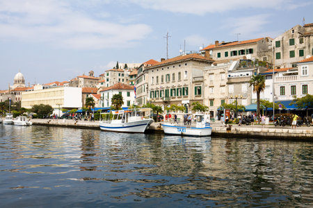 Shibenik cityscape. Shibenik is a historic city in Croatia located in central Dalmatia on the Adriatic Sea coast.のeditorial素材
