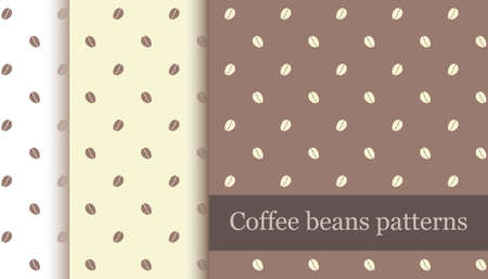 Coffee beans seamless pattern - flat, simple, transparent and colored vector background. Repeated polka seeds for decoration and printingのイラスト素材